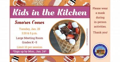 Come to the library on the fourth Tuesday of the month at 3:30 or 5 p.m. to learn how to make treats that can be shared with family and friends.  Children in kindergarten through grade 5 are encouraged to join the cooking fun!  This month’s recipe:  S’mores Cones.  Please sign-up at the adult circulation desk, by phone at 419-396-7921 or 419-788-2768 or our website at www.dorcascarey.org.