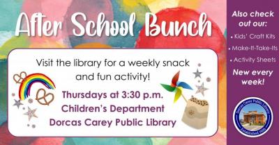 Come join in the after-school fun!  Snacks and crafts will be provided!