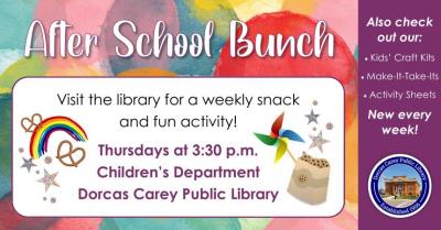 Come join in the after-school fun!  Snacks and crafts will be provided!