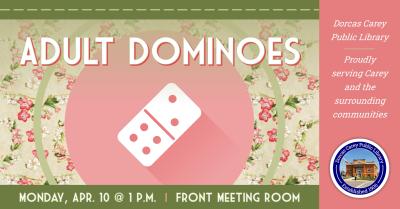 Join us at 1:00 p.m. on Monday, April 10th for Dominoes. Come enjoy the laughter and fun while strategizing your next play!