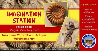 Children can travel back in time to discover the world of dinosaurs.  During this workshop, children will become paleontologist and dig for artifacts to learn how scientists study creatures that disappeared 65 million years ago.  Space is limited, be sure to call 419-396-7921 or 419-788-2768 to reserve your spot today!