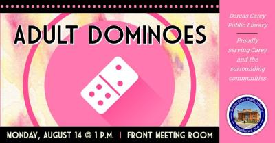 Join us at 1:00 p.m. on Monday, August 14th for Dominoes. Come enjoy the laughter and fun while strategizing your next play!