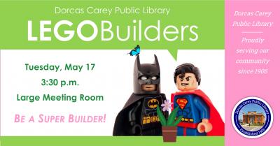 Do you love LEGOs?  Our Lego Builders program is back! Patrons of all ages can go wild building on the 3rd Tuesday of every month at 3:30 p.m., September through May.