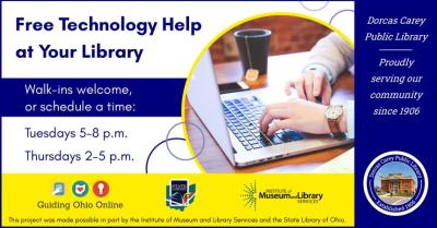 Having trouble with a device?  Visit our tech trainer, Ted Reinhart, on Tuesdays from 5-8 p.m.  Walk ins are welcome, or schedule a time by asking for a form at the upstairs circulation desk.