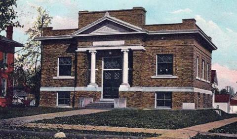 early photo of the Dorcas Carey Public Library front exterior