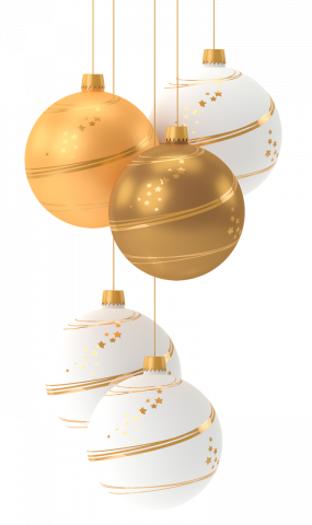 gold and white ornaments